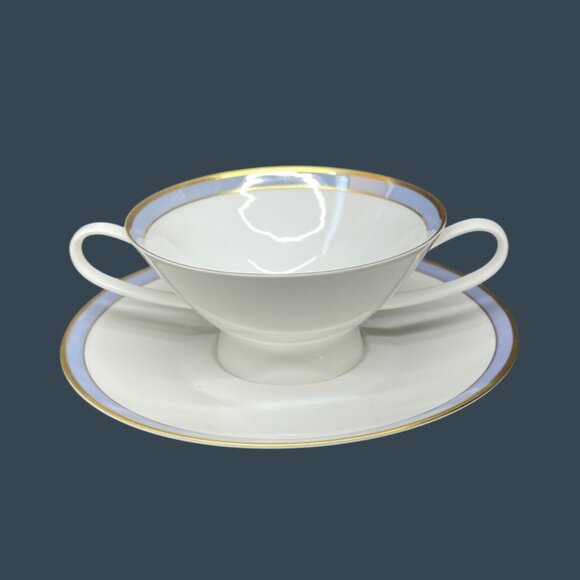 Rosenthal Gala Blue Cream Soup Bowl and Saucer Germany - Picture 3 of 10